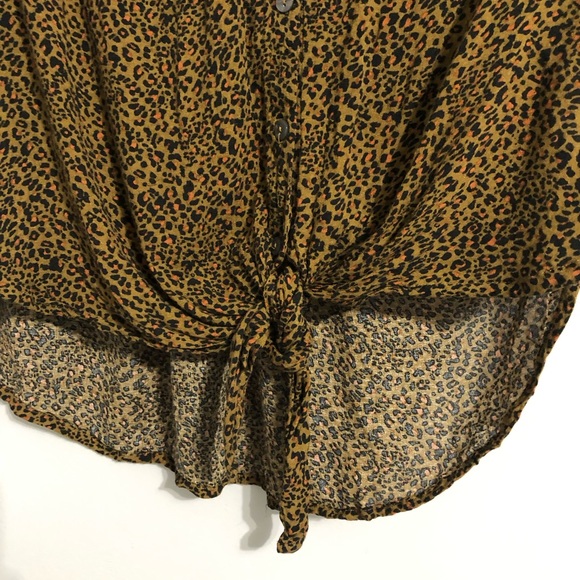Free People Celia Leopard Print Tie-Front Top S - Picture 5 of 9